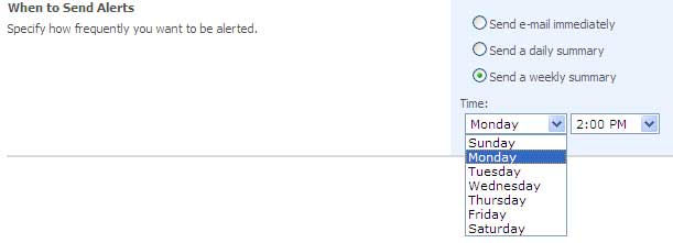 Options to send a daily of weekly summary at a given time