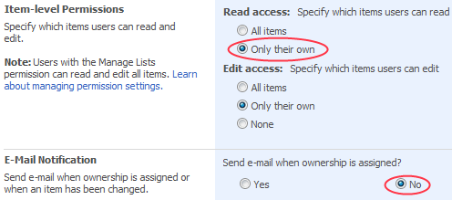 You can't select both Read Access = Only their own and "Send email when ownership is assigned"