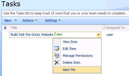Alert Me while right clicking the task item on a list